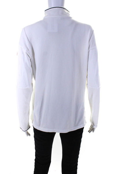 Bogner Womens Fleece Knit Mock Neck Athletic Pullover Top White Size 12