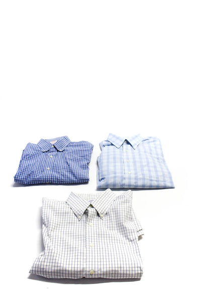 Brooks Brothers Mens Plaid Button Up Dress Shirts Blue Size 17 33 Lot 3