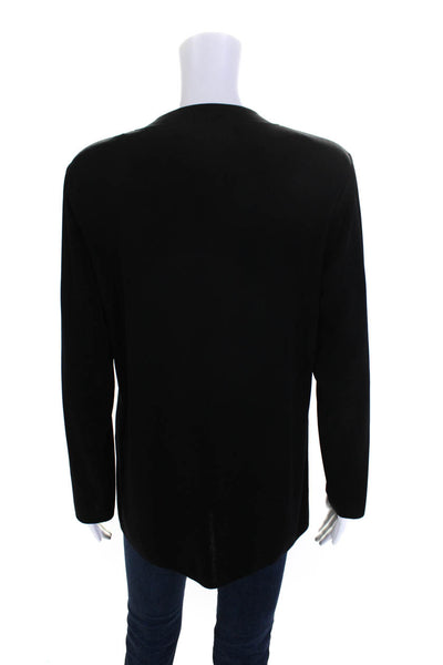 Exclusively Misook Women's Long Sleeve Keyhole Blouse Black Size L