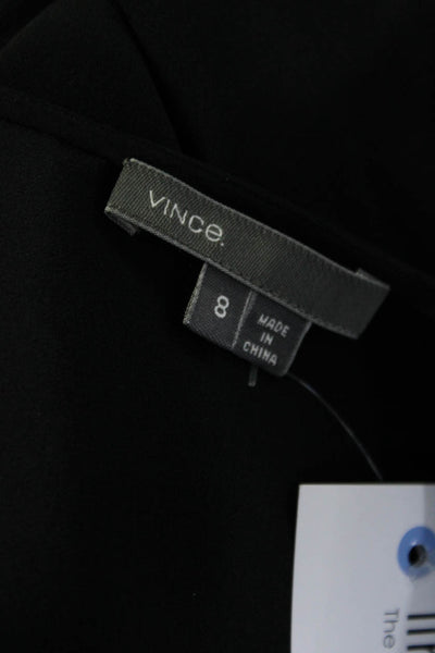 Vince Women's Long Sleeve V-neck Tunic Blouse Black Size 8