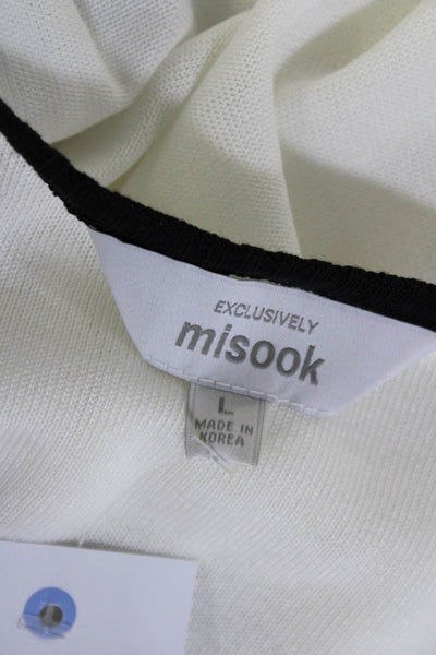 Exclusively Misook Women's Contrast Trim Tank Blouse White Size L