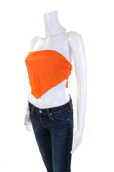 Amanda Uprichard Womens Silk Strapless Bandana Blouse Orange Size Small