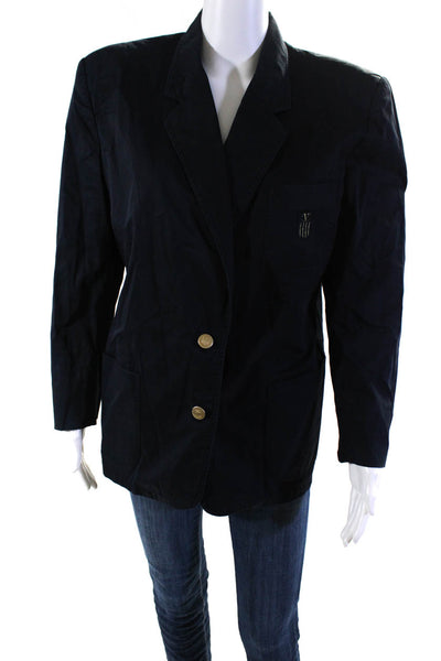 Gianni Valentino Sport Womens Button Down Light Jacket Navy Blue Size Medium