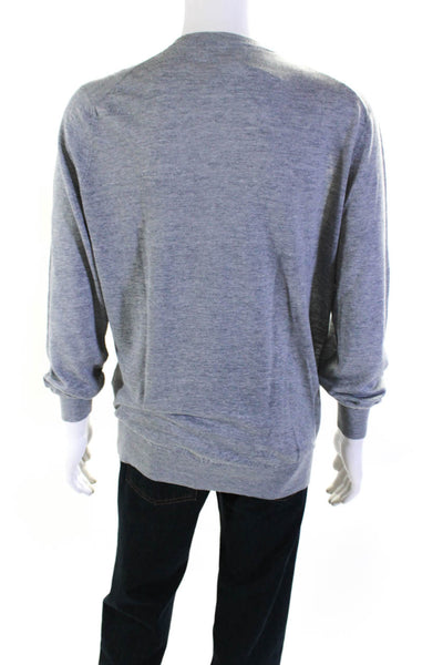 Brunello Cucinelli Mens V-Neck Pullover Long Sleeve Sweater Gray Size EUR54