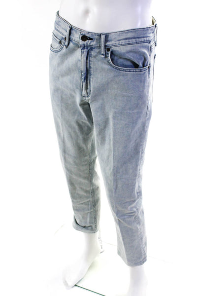 Brunello Cucinelli Mens Cotton Light Wash Buttoned Skinny Leg Jeans Blue Size 12