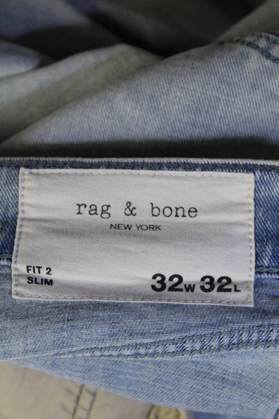 Rag & Bone Mens Cotton Light Washed Buttoned Skinny Leg Jeans Blue Size EUR32