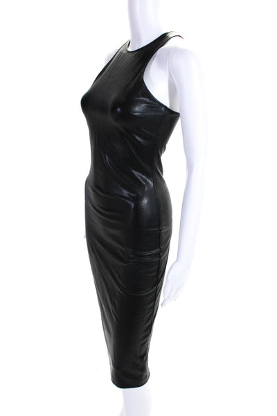 Amanda Uprichard Women's Faux leather High Neck Midi Bodycon Dress Black Size XS
