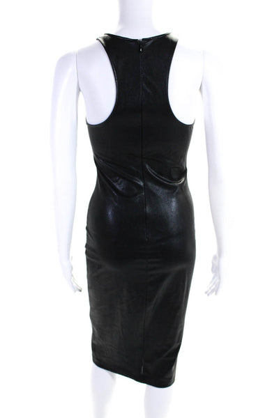 Amanda Uprichard Women's Faux leather High Neck Midi Bodycon Dress Black Size XS