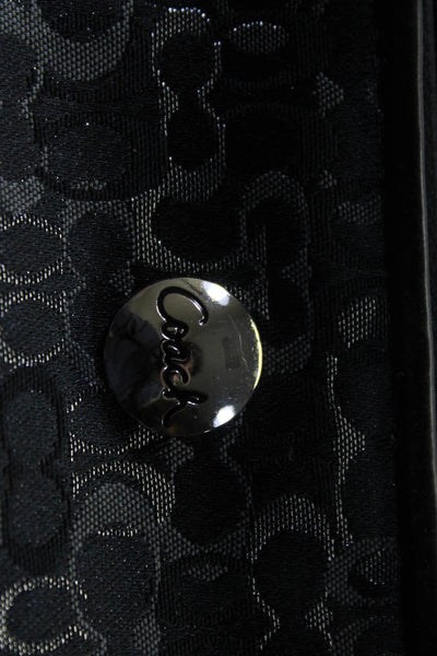 Coach Womens Metallic Signature Monogram Pouch Clutch Handbag Black Silver