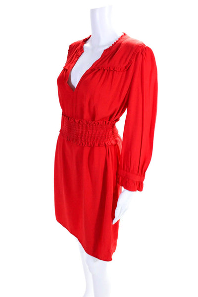 Ba&Sh Women's Grenadine 3/4 Sleeve V Neck Shift Dress Red Size M