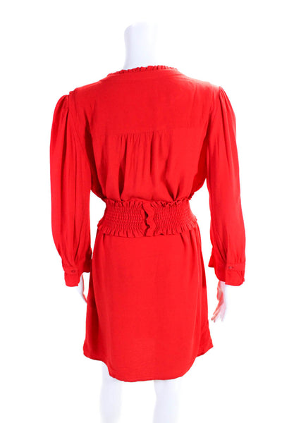 Ba&Sh Women's Grenadine 3/4 Sleeve V Neck Shift Dress Red Size M