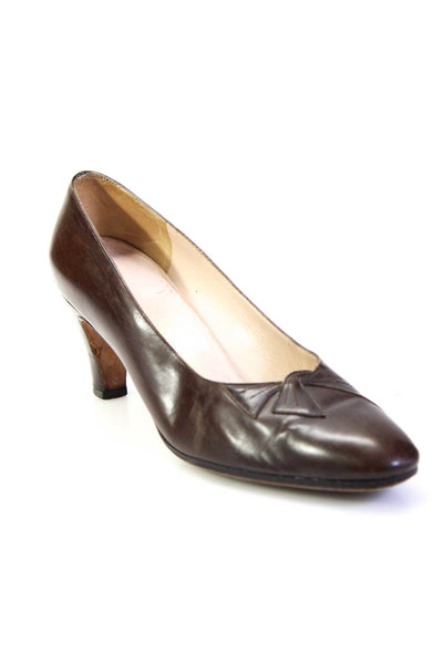 Salvatore Ferragamo Women's Round Toe Cone Heels Work Shoe Brown Size 5.5