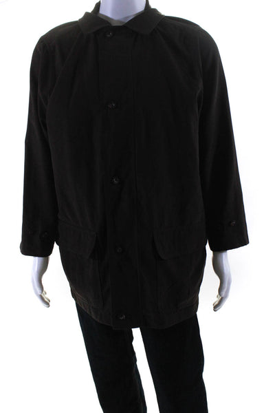 Peter Millar Mens Brown Collar Full Zip Front Pockets Long Sleeve Jacket Size L