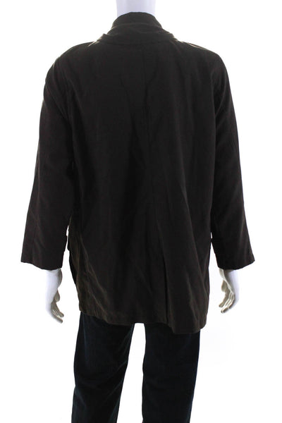 Peter Millar Mens Brown Collar Full Zip Front Pockets Long Sleeve Jacket Size L