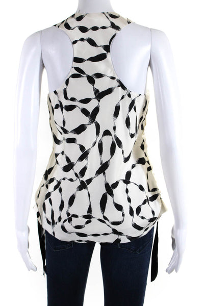 Helmut Lang Womens Abstract Print Scoop Neck Tank Top White Black Size Small