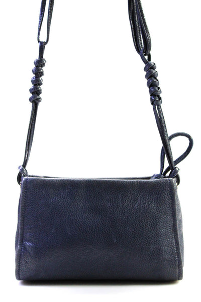 Adolfo Dominguez Womens Leather Gold Tone Shoulder Handbag Blue
