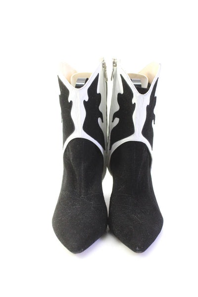Alterre Womens Side Zip Block Heel Interchangeable Booties Black White Size 7