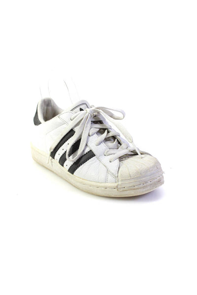 Adidas Womens Lace Up Side Logo Shell Toe Low Top Sneakers White Leather Size 6