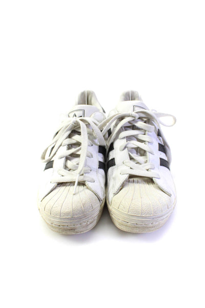Adidas Womens Lace Up Side Logo Shell Toe Low Top Sneakers White Leather Size 6
