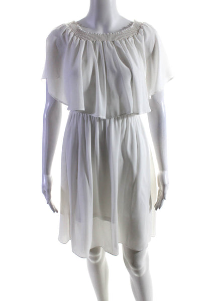 Show Me Your Mumu Womens Off Shoulder Tiered Shift Dress White Size Medium