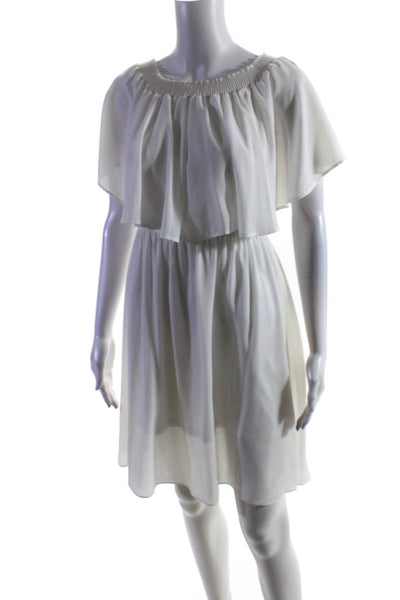 Show Me Your Mumu Womens Off Shoulder Tiered Shift Dress White Size Medium