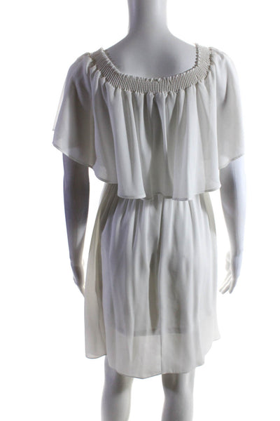 Show Me Your Mumu Womens Off Shoulder Tiered Shift Dress White Size Medium