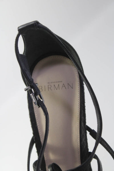 Alexandre Birman Womens Animal Print Strappy Buckle Wedge Heels Black Size EUR39
