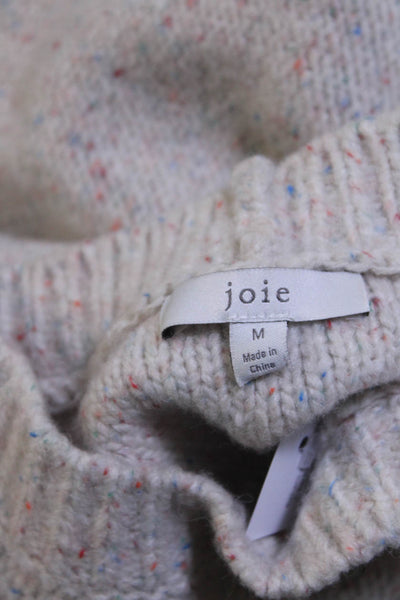 Joie Womens Half Sleeve Crew Neck Cable Knit Boxy Sweatshirt White Multi Medium