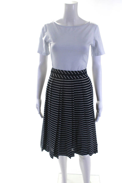 J Crew Women's Hook Closure Stripe Pleated Midi Skirt Size 12