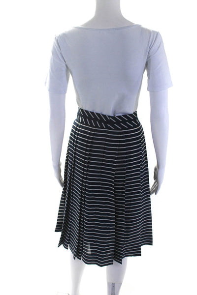 J Crew Women's Hook Closure Stripe Pleated Midi Skirt Size 12