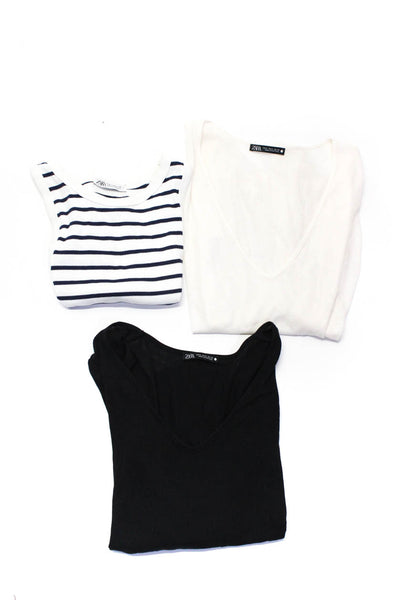 Zara Womens Long Sleeve Tops Tank Top T-Shirts Black Size S M Lot 3