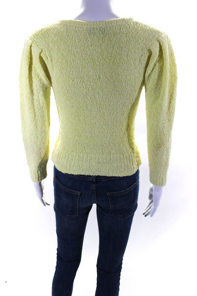 Intermix Womens 3/4 Sleeve V Neck Sweater Yellow Cotton Size Petite