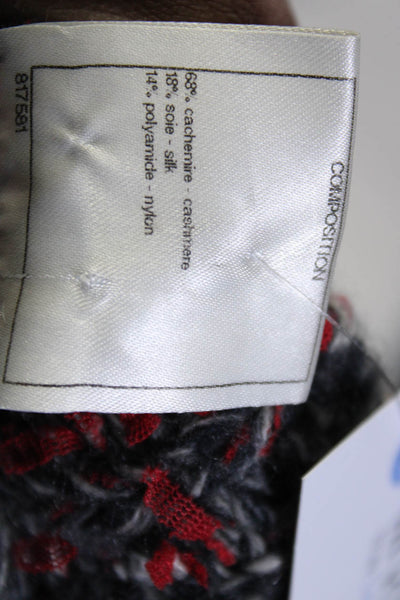Chanel Womens Confetti Tweed Half Zip 3/4 Sleeve Mini Dress Red Gray Size FR 38