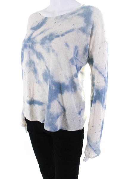 Lisa Todd Womens Blue Cotton Tie Dye Print Long Sleeve Knit Top Size XS