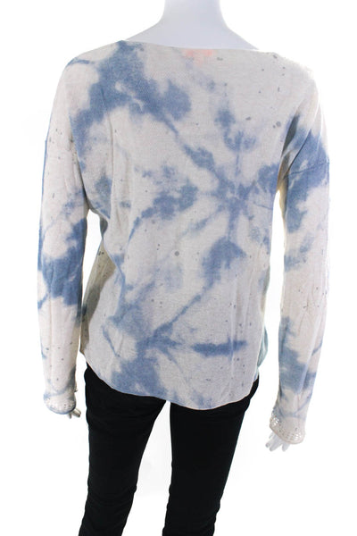 Lisa Todd Womens Blue Cotton Tie Dye Print Long Sleeve Knit Top Size XS