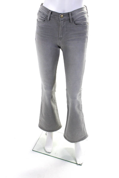 Frame Womens Light Gray Cotton High Rise Flare Leg Jeans Size 25