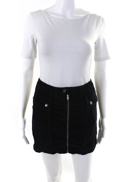 Free People Zara Womens Zipped Button Denim Corduroy Skirts Black Size S 4 Lot 2