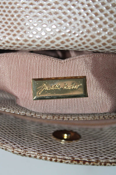 Judith Leiber Womens Karung Snakeskin Knotted Strap Shoulder Bag Handbag Brown