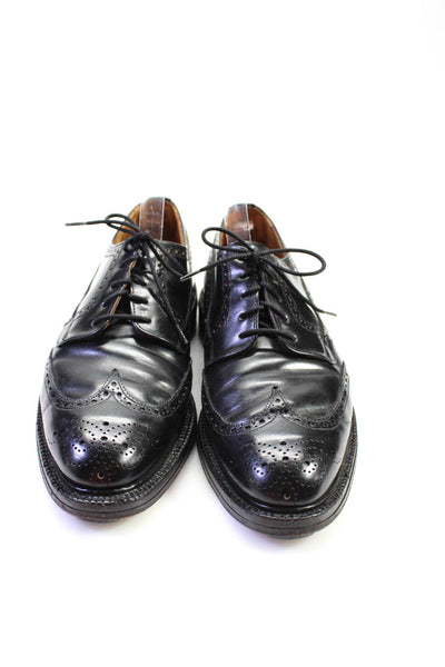 Alan McAfee Mens Wing Tip Leather Lace Up Derby Dress Shoes Black Size 8