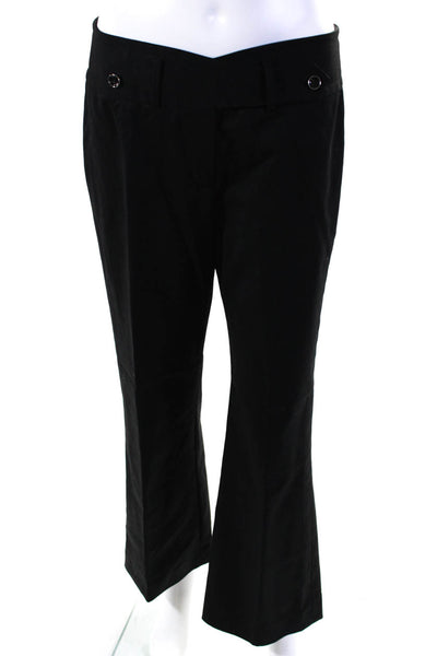 Etcetera Womens Belted Flare Leg Dress Trousers Black Cotton Size 6