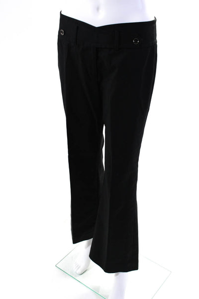 Etcetera Womens Belted Flare Leg Dress Trousers Black Cotton Size 6