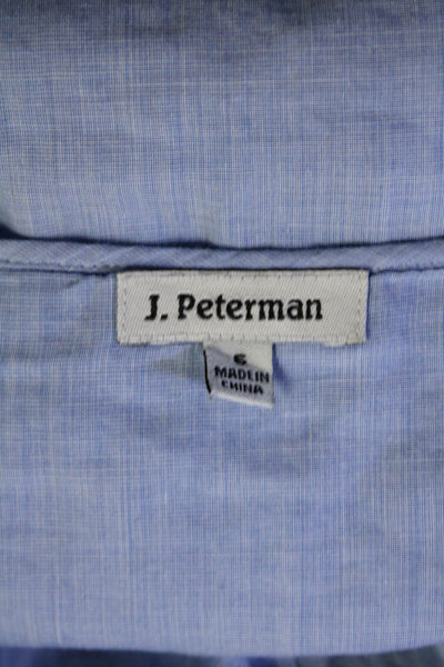 J. Peterman Womens Long Sleeves Button Down Shirt Blue Cotton Size 6