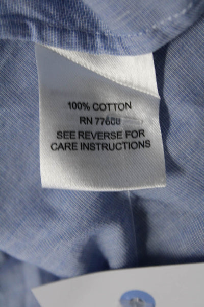 J. Peterman Womens Long Sleeves Button Down Shirt Blue Cotton Size 6