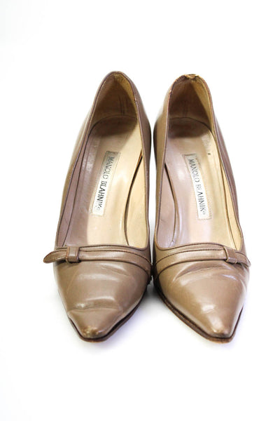 Manolo Blahnik Womens Leather Pointed Toe Pumps Light Brown Size 36 6