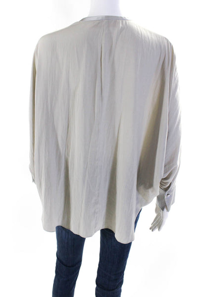 Ramy Brook Womens Button Front 3/4 Sleeve Oversized Shirt Gray Size Extra Small