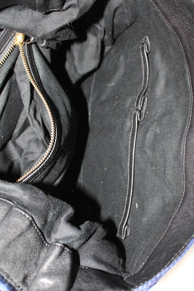 Foley + Corinna Women's Snap Closure Leather Shoulder Bag Black Blue