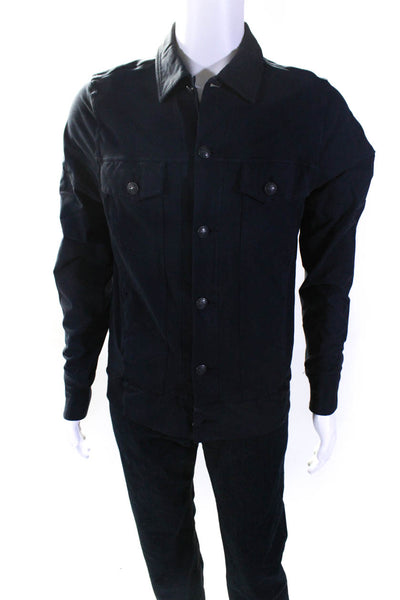 Good Man Mens Cotton Darted Collared Long Sleeve Buttoned Jacket Navy Size M