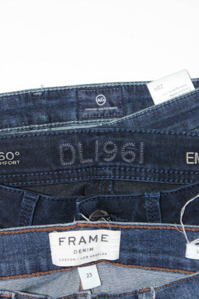 DL 1961 Frame Womens Fringed Hem Skinny Straight Jeans Blue Size 23 24 Lot 3