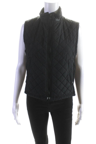 Marmot Womens Quilted Canvas Full Zip Turtleneck Vest Black Size Small