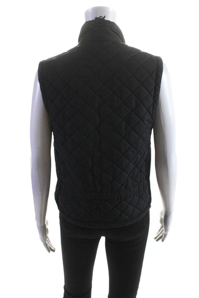 Marmot Womens Quilted Canvas Full Zip Turtleneck Vest Black Size Small